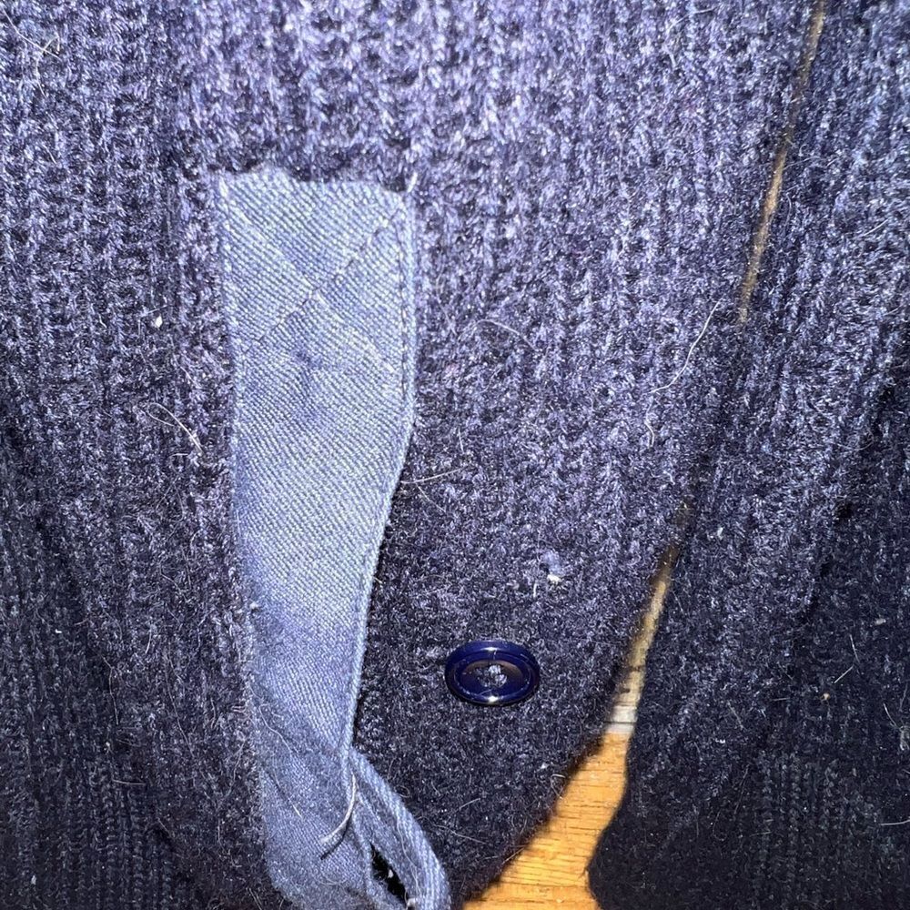 Italian wool men’s sweater jacket, zip up, leather details, pockets - Picture 4 of 7